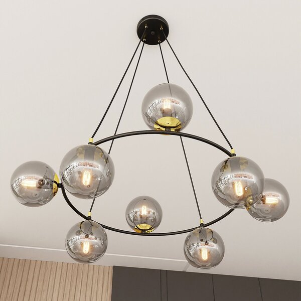 Lampadario a Sospensione AZURA 8 in Acciaio e Vetro 8xE14
