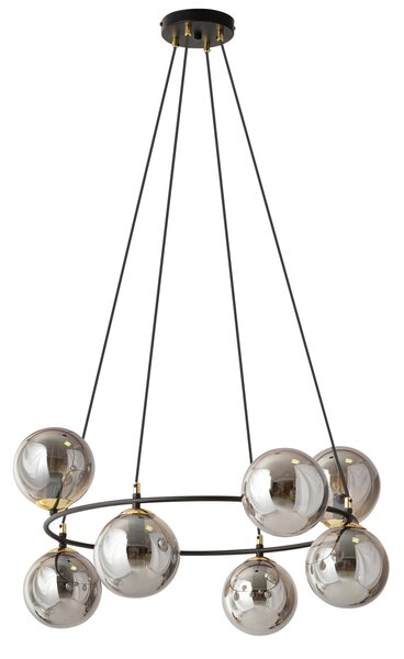 Lampadario a Sospensione AZURA 8 in Acciaio e Vetro 8xE14