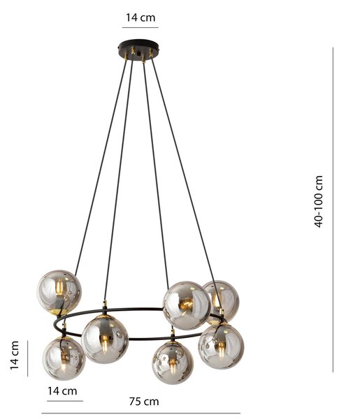 Lampadario a Sospensione AZURA 8 in Acciaio e Vetro 8xE14