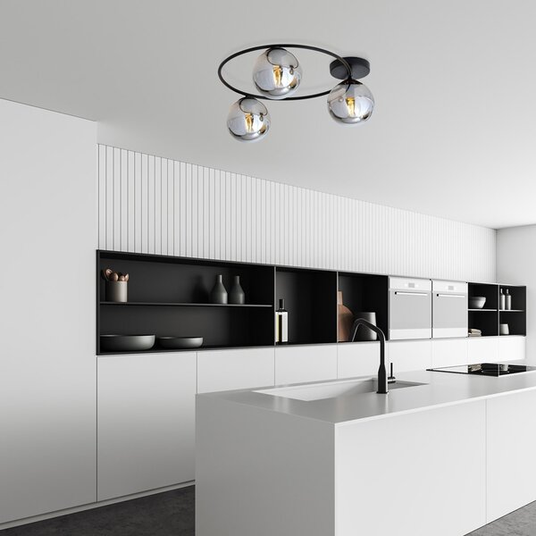 Lampada da soffitto in acciaio SOPRA 3 da interno 3xE14