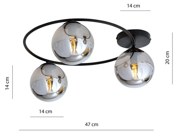Lampada da soffitto in acciaio SOPRA 3 da interno 3xE14