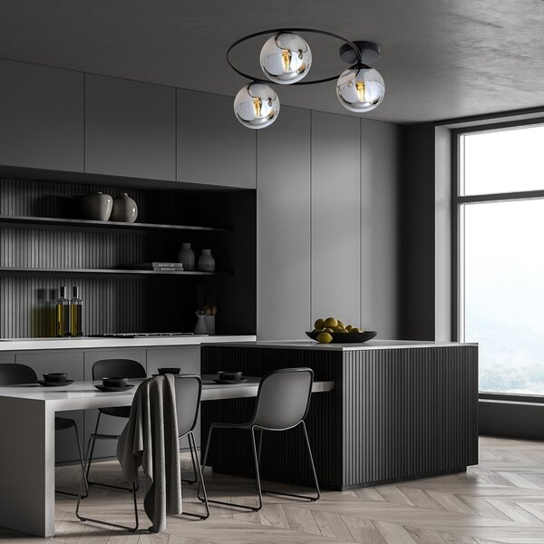 Lampada da soffitto in acciaio SOPRA 3 da interno 3xE14
