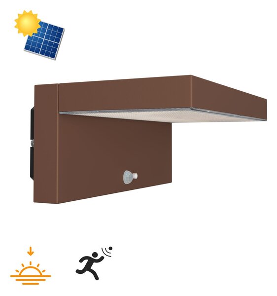 Applique LED Solare Minimal Corten con Sensore di Movimento Colore Bianco Naturale 4.000K