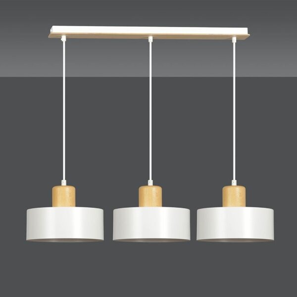 Lampadario a Sospensione in Acciaio e Legno TORIN 3 Nero 3xE27
