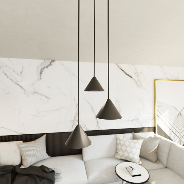 Lampadario a Sospensione in Acciaio ELIT 3 PREMIUM Nero 3xGX53
