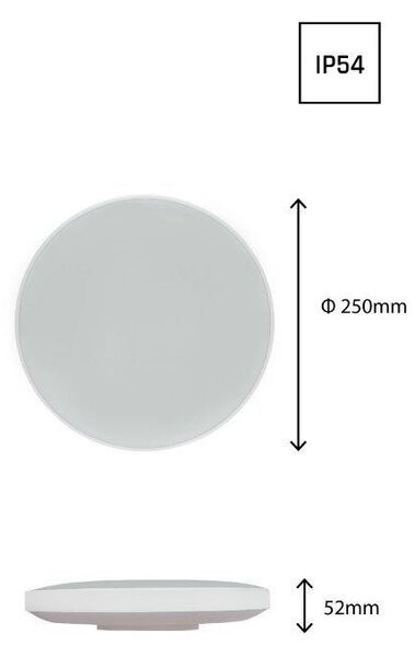 Plafoniera LED 18W IP54 2.350lm - Ø250mm - Doppia Cornice - 3CCT