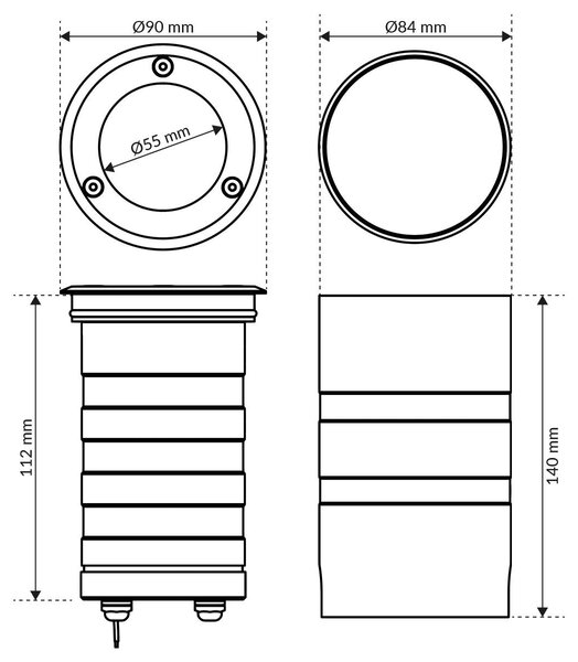 Faro Carrabile GU10 IP67 Orientabile Acciaio INOX 304 - Doppio Pressacavo