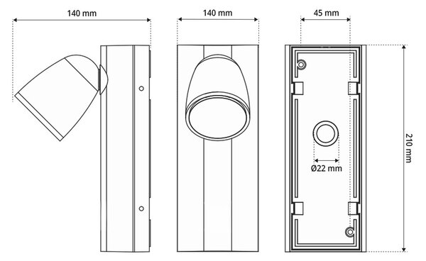 Applique da Esterno GU10 Orientabile IP65 Serie AXIS - Nera