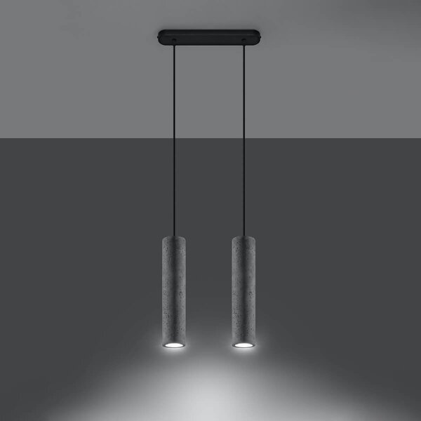 Lampadario a Sospensione LUVO 2 in Cemento 2xGU10 - Grigio