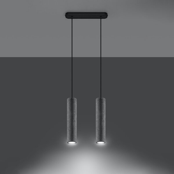 Lampadario a Sospensione LUVO 2 in Cemento 2xGU10 - Grigio
