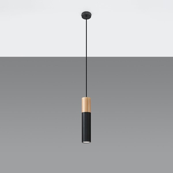 Lampadario a Sospensione PABLO 1 in Legno e Acciaio con base GU10