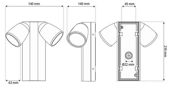 Applique da Esterno Orientabile IP65 2xGU10 serie AXIS - Bianca