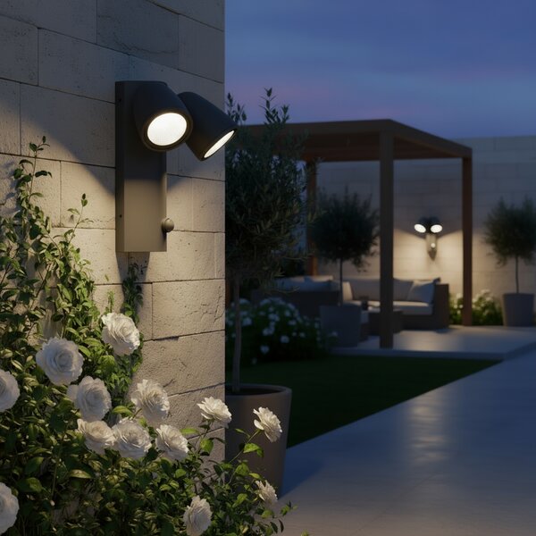 Applique da Esterno IP65 2xGU10 con Sensore movimento AXIS - Grigia