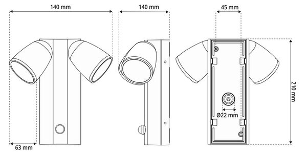 Applique da Esterno IP65 2xGU10 con Sensore movimento AXIS - Grigia