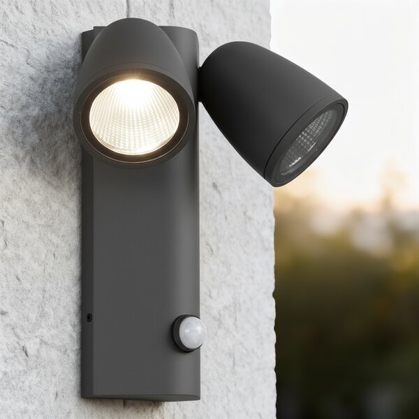 Applique da Esterno IP65 2xGU10 con Sensore movimento AXIS - Grigia