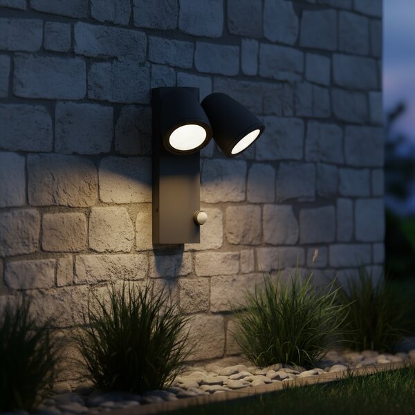 Applique da Esterno IP65 2xGU10 con Sensore movimento AXIS - Grigia