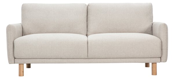 Divano design 3 posti in tessuto effetto velluto testurizzato beige e legno chiaro BONO