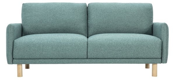 Divano design 3 posti in tessuto verde grigio e legno chiaro BONO