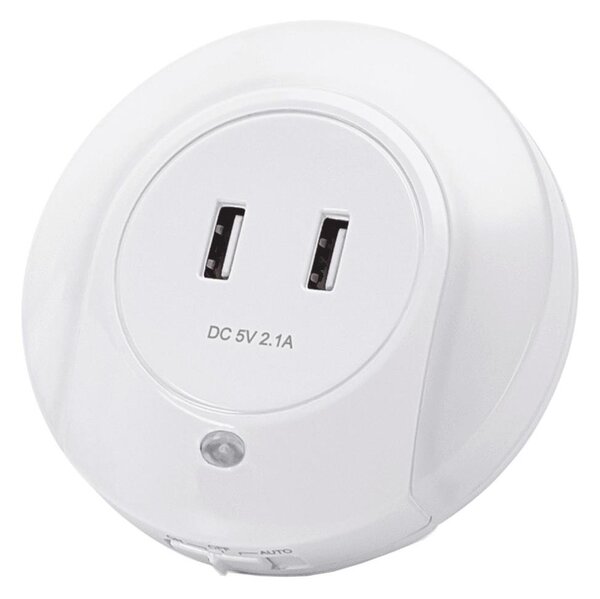 Aigostar - Lampada notturna LED da presa con porta USB LED/0,4W/230V