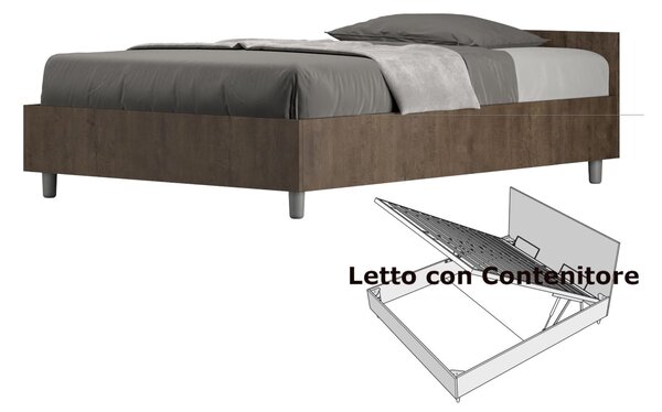 Letto Matrimoniale alla Francese Testata Bassa, Modello NUAMO Dimensioni 140x190 cm Stile Minimal Testata Bassa Colore Noce