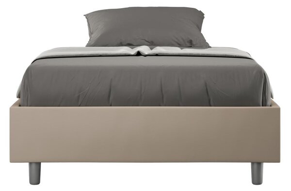 Letto Matrimoniale alla Francese AZELIA In Similpelle Dimensioni 140x200 cm giroletto imbottito effetto trapuntato colore Tortora