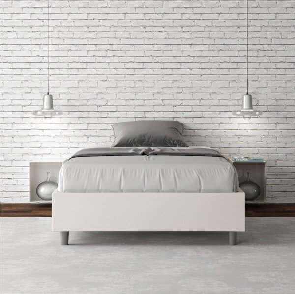 Letto Matrimoniale alla Francese AZELIA In Similpelle Dimensioni 140x200 cm giroletto imbottito effetto trapuntato colore bianco