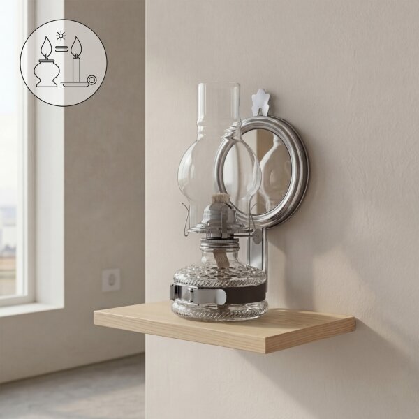 Brilagi - Lampada a petrolio MERLIN con specchio, cromo nero