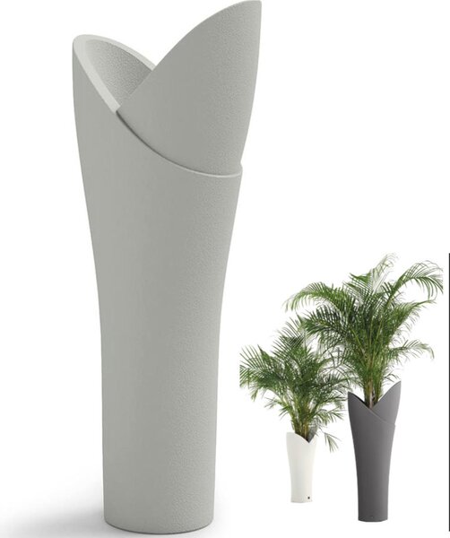 Vaso a colonna per piante Fiorite a cascata ASSIA Dimensioni 56x40x h 140 cm - Peso 9 Kg, Stile vivace e moderno colore Argento