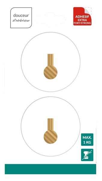 Set di ganci senza foratura bianco opaco in bambù 2 pz Fixeo – douceur d'intérieur