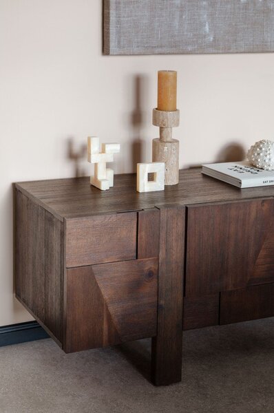 Mobile TV colore naturale scuro in legno massiccio 188x60x45 cm Bruneau – Dutchbone
