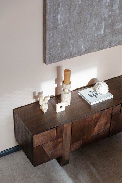 Mobile TV colore naturale scuro in legno massiccio 188x60x45 cm Bruneau – Dutchbone