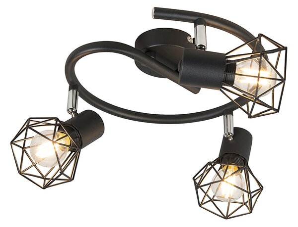 Faretto Art Déco nero orientabile 3 luci - Mosh