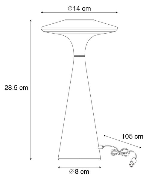 Lampada da tavolo grigia incl. LED dimmerabile in 3 fasi IP44 ricaricabile - Espace