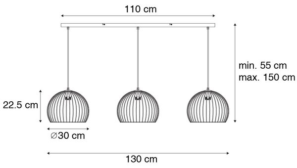 Lampada a sospensione moderna nera 3 luci - Koopa