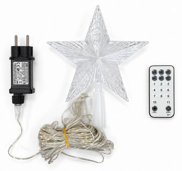 Mantello a cascata di luci con puntale Stella per Albero di Natale da 160cm 328 Led Bianco Caldo e RGB con telecomando Wisdom