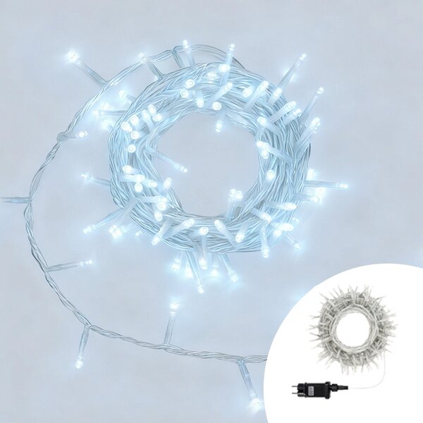 Catena di luci 50 metri da 1000 Led Bianco Freddo con cavo trasparente Wisdom