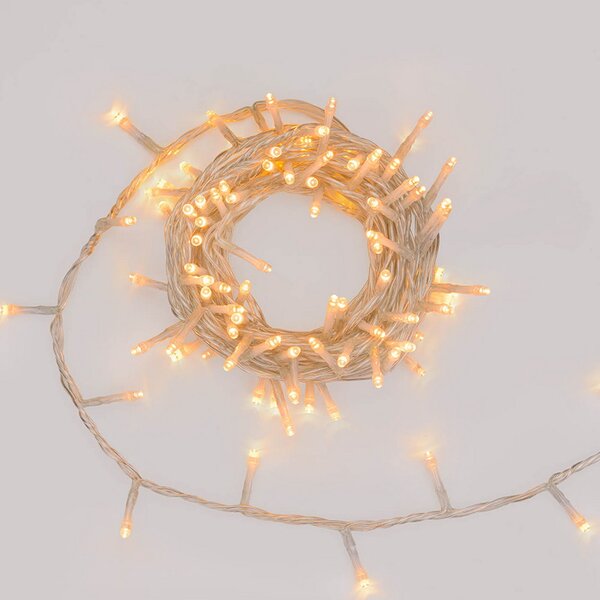Catena di luci 50 metri da 1000 Led Bianco Caldo con cavo trasparente Wisdom