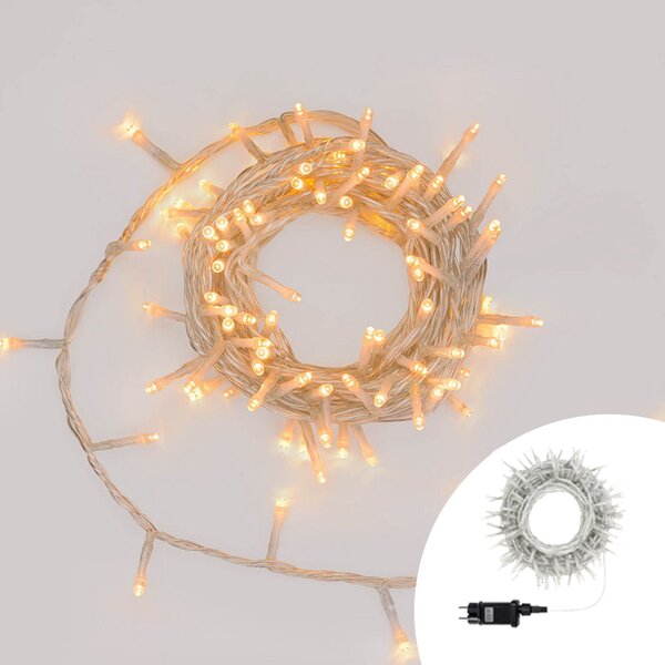 Catena di luci 50 metri da 1000 Led Bianco Caldo con cavo trasparente Wisdom