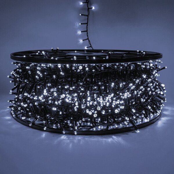 Catena di luci 100 metri da 4000 Led Bianco Freddo con cavo verde Wisdom