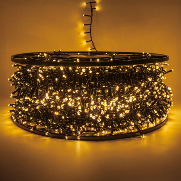 Catena di luci 100 metri da 4000 Led Bianco Caldo con cavo verde Wisdom