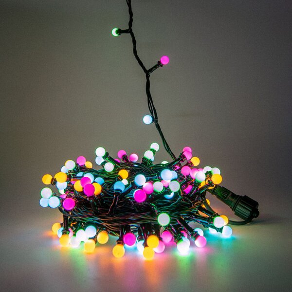 Catena decorata con 200 Perle a Led Multicolore 10 metri cavo nero Wisdom