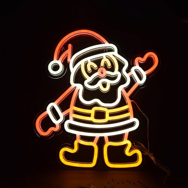 Babbo Natale luminoso da 40x40cm Led Neon Flex USB da interno Wisdom