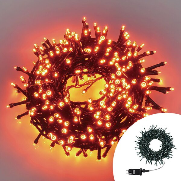 Catena di luci 28 metri da 500 Led Rosso fuoco con cavo verde Wisdom