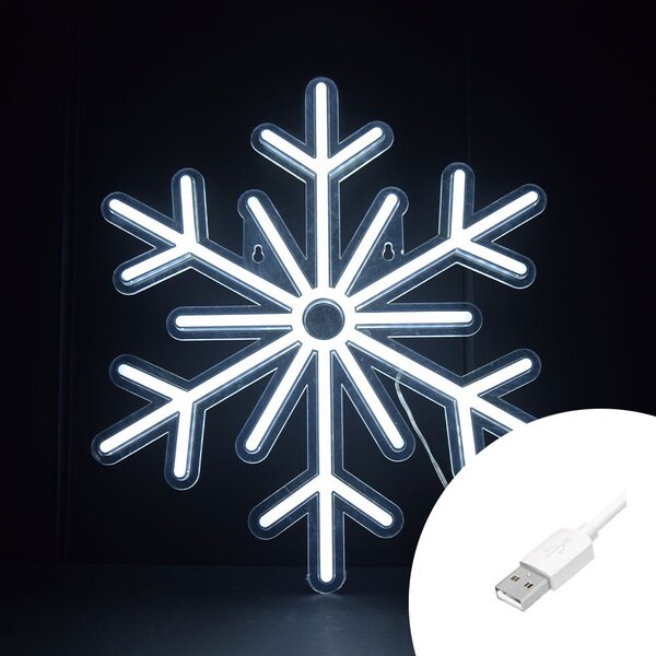 Fiocco di neve luminoso da 38cm Neon Flex USB Bianco freddo da interno Wisdom