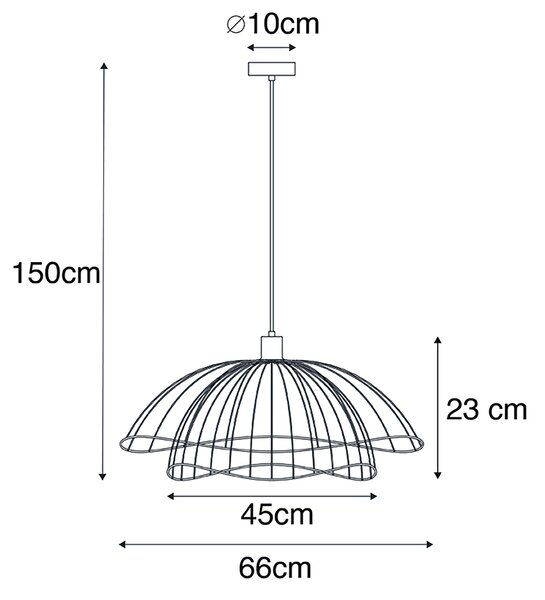 Lampada a sospensione intelligente nera 66 cm incl. Wifi G95 - Pua
