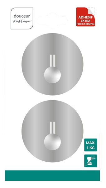 Set di ganci senza foratura color argento lucido in metallo 2 pz Fixeo – douceur d'intérieur