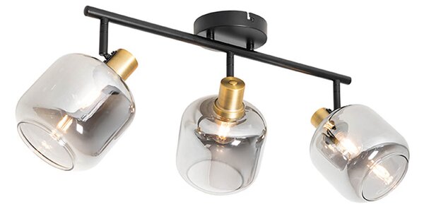 Faretto da soffitto intelligente nero con vetro fumé oblungo incl. 3 Wifi P45 - Zuzanna
