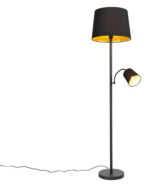 Lampada da terra intelligente nera con oro incl. Wifi A60 ed E14 - Retro