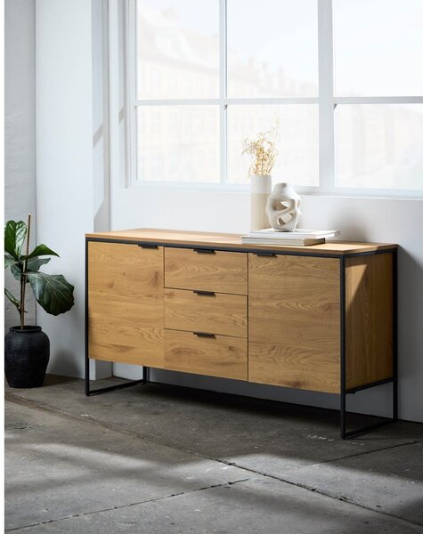 Cassettiera di colore naturale con effetto rovere 155x81x45 cm Cesura – Unique Furniture