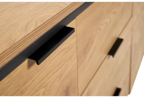Cassettiera di colore naturale con effetto rovere 155x81x45 cm Cesura – Unique Furniture